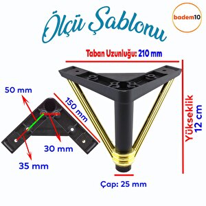 Pars Lüks Mobilya Oturma Grubu Kanepe Sehpa Tv Ünitesi Koltuk Ayağı Baza Ayakları Siyah Altın 12 Cm