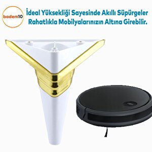 Golden Köşe Lüks Mobilya Grubu Kanepe Sehpa Tv Ünitesi Koltuk Ayağı 14 Cm Beyaz Altın Baza Ayakları