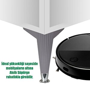 Mobilya Kanepe Koltuk Sehpa Tv Ünitesi Konsol Ayağı 22 Cm Baza Ayakları Antrasit Krom