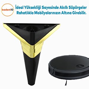 Golden Köşe Lüks Mobilya Kanepe Sehpa Tv Ünitesi Koltuk Ayağı Baza Ayakları Siyah Altın 14 Cm