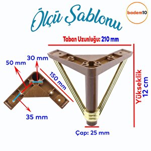 Pars Lüks Mobilya Oturma Grubu Kanepe Sehpa Tv Ünitesi Koltuk Ayağı Baza Ayak 12 Cm Ceviz Altın