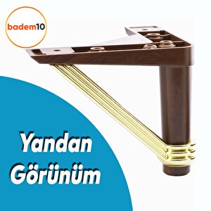 Pars Lüks Mobilya Oturma Grubu Kanepe Sehpa Tv Ünitesi Koltuk Ayağı Baza Ayak 12 Cm Ceviz Altın