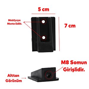 Mobilya Kanepe Baza Sehpa Gizli Montaj Ayağı Plastik Bağlantı Aparatı M8 Civatalı Tabanı 1 Adet