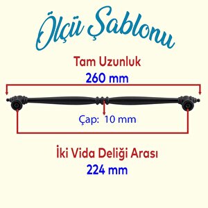 Petek Lüx Mutfak Mobilya Çekmece Dolabı Dolap Kulpu Kulbu Düz Metal Kulp Kulpu 224 Mm Siyah Kulpları