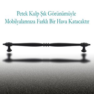 Petek Lüx Mutfak Mobilya Çekmece Dolabı Dolap Kulpu Kulbu Düz Metal Kulp Kulpu 224 Mm Siyah Kulpları