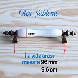 Gerçek Porselen Eskitme Antik Sarı 96 Mm Mobilya Mutfak Çekmece Dolap Dolabı Kulpu Kulbu Kulpları