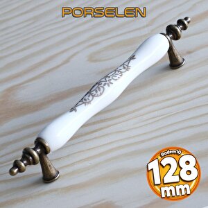 Gerçek Porselen Eskitme Antik Sarı 128 Mm Mobilya Mutfak Çekmece Dolap Dolabı Kulpu Kulbu Kulpları