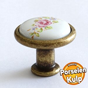 Gerçek Porselen Kulp Çiçekli Düğme Mobilya Mutfak Dolabı Çekmece Dolap Kulpları Kapak Kulpu Kulbu