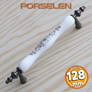 Gerçek Porselen Beyaz Füme 128 Mm Kulp Mobilya Çekmece Mutfak Kulplar Kapak Kulpu Kulbu Dolabı Dolap