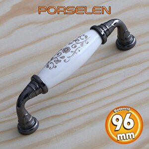 Gerçek Porselen Beyaz Füme 96 Mm Mobilya Mutfak Kulpları Dolap Dolabı Kapak Kulpu Çekmece Kulbu