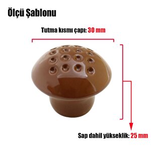 Noktalı Mantar Düğme Mobilya Mutfak Çekmece Dolap Dolabı Kapak Kulbu Kulpu Kulpları Kahve 10 Adet