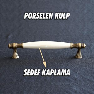 Gerçek Sedef Eskitme Antik Sarı 128 Mm Mobilya Mutfak Çekmece Dolap Dolabı Kulpu Kulbu Kulpları