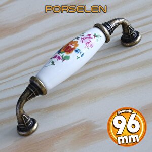 Gerçek Porselen Kulp Çiçek Desen Beyaz 96 Mm Mobilya Mutfak Kulplar Dolabı Çekmece Dolap Kapak Kulpu
