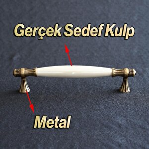 Gerçek Sedef Kulp Antik Sarı 160 Mm Mobilya Çekmece Dolap Mutfak Kulplar Kulp Dolabı Kulbu