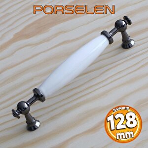 Gerçek Porselen Füme Beyaz 128 Mm Kulp Mobilya Çekmece Mutfak Kulplar Kulbu Dolabı Dolap Kapak Kulpu