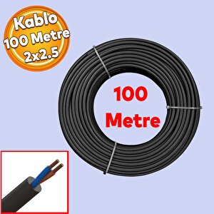 Ttr Cca Çok Telli Elektrik Kablosu Topraklı Bakır İletken Damarlı Siyah Kablo 2x2.5 100 Metre