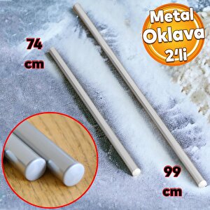 Alüminyum Metal Oklava 2'li Set 99-74 Cm Börek Hamur Yufka Açma Silindir Yuvarlak Uzun Kısa Mutfak