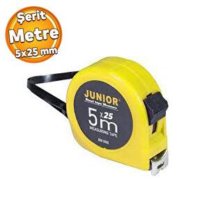 Metal Metre 5 M X 25 Mm Şerit Metre Beyaz Renk Düğmeli Ölçüm Ölçme Bükülebilir