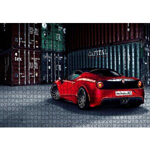 Arkadan Görünüş Alfa Romeo 4c Ve Konteynerler Puzzle Yapboz Mdf Ahşap 1000 Parça