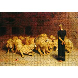 Aslan Terbiyecisi Ve Aslanlar Puzzle Yapboz Mdf Ahşap 500 Parça
