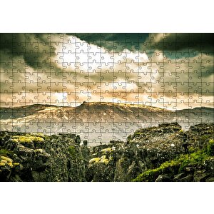 Çıplak Tepeler Bulutlar Ve Kayalıklar Puzzle Yapboz Mdf Ahşap 255 Parça