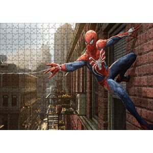 Spider Man Duvardan Ağ Atıyor Puzzle Yapboz Mdf Ahşap 500 Parça