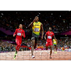 Usain Bolt Zaferi Jamaika Sprint Sporları Puzzle Yapboz Mdf Ahşap 120 Parça