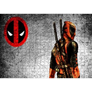 Deadpool Gri Eski Duvar Arka Plan Puzzle Yapboz Mdf Ahşap 500 Parça