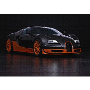 Siyah Turuncu Bugatti Puzzle Yapboz Mdf Ahşap 255 Parça
