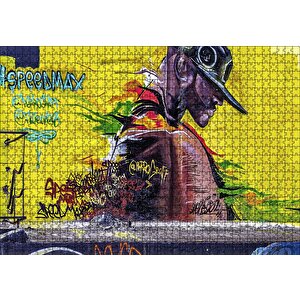 Duvar Boyama Şapkalı Siyahi Puzzle Yapboz Mdf Ahşap 1000 Parça