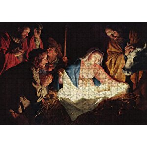 İsa'nın Doğumu Ve Meryem Puzzle Yapboz Mdf Ahşap 500 Parça