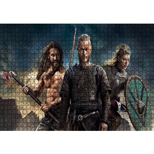 Vikingler Ragnar Lagertha Rollo Puzzle Yapboz Mdf Ahşap 1000 Parça