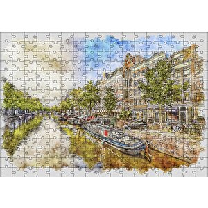 Amsterdam Sulu Boya Resim Puzzle Yapboz Mdf Ahşap 255 Parça