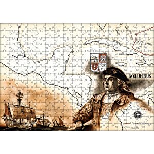 Christopher Columbus Harita Ve Gemiler Puzzle Yapboz Mdf Ahşap 255 Parça