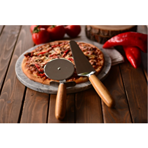 B0594 Maya Pizza Dilimleyici Servis Seti - Pizza Kesme Bıçağı