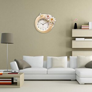 1008 P Ultıma Çiçek Ve Kuş Desenli 40cm Dekoratif Duvar Saati