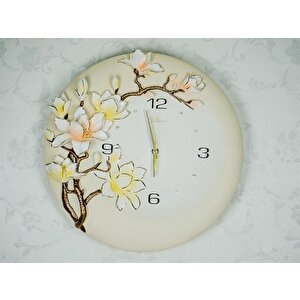 1012w Ultıma Kabartma Çiçek Desenli 40cm Dekoratif Duvar Saati