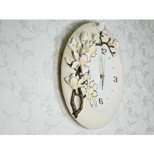 1012w Ultıma Kabartma Çiçek Desenli 40cm Dekoratif Duvar Saati