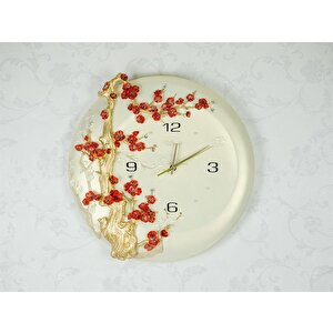 1009 R Ultıma Kabartma Çiçek Desenli 40cm Dekoratif Duvar Saati