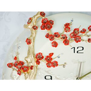 1009 R Ultıma Kabartma Çiçek Desenli 40cm Dekoratif Duvar Saati