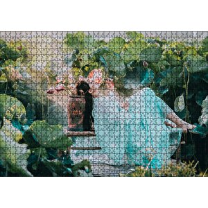 Dev Yapraklar Arasındaki Japon Kız Puzzle Yapboz Mdf Ahşap 1000 Parça