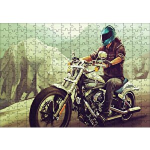 Yolda Motorcu Puzzle Yapboz Mdf Ahşap 255 Parça