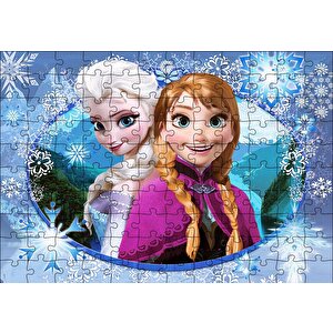 Frozen Prenses Elsa Ve Anna Puzzle Yapboz Mdf Ahşap 120 Parça