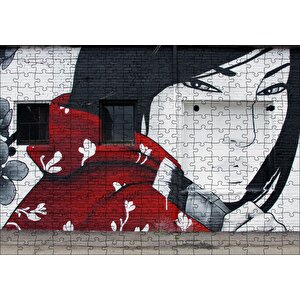 Duvar Boyama Graffitici Kız Puzzle Yapboz Mdf Ahşap 255 Parça