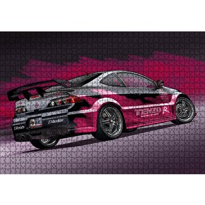 Acura Rsx Pembe Siyah Arka Plan Puzzle Yapboz Mdf Ahşap 1000 Parça