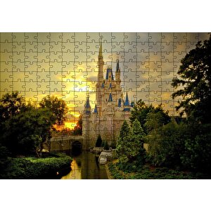 Masallar Ülkesi Şatosu Ve Gün Batımı Puzzle Yapboz Mdf Ahşap 255 Parça