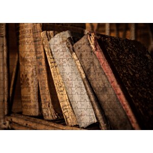 Rafta Eski Antika Kitaplar Puzzle Yapboz Mdf Ahşap 255 Parça