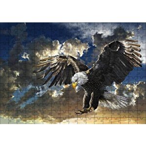 Bulutlu Gökler Ve Kartal Çizim Puzzle Yapboz Mdf Ahşap 255 Parça