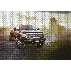 Gündoğumu Ve Chevrolet Kamyonet Puzzle Yapboz Mdf Ahşap 1000 Parça