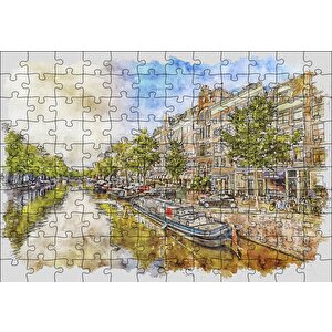 Amsterdam Sulu Boya Resim Puzzle Yapboz Mdf Ahşap 120 Parça